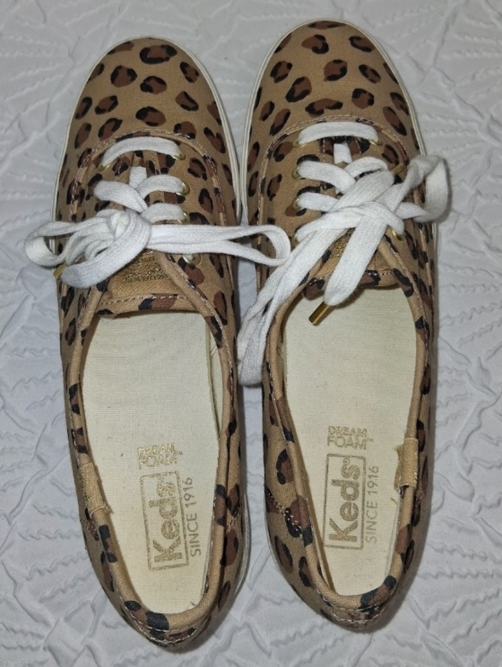 Keds Women’s Leopard Print Casual Lace-Up Sneakers - Tan Sixe 7.5 - Picture 4 of 16